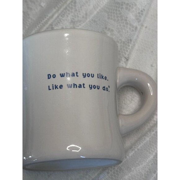 Life Is Good Ceramic Coffee Mug DIner Style White 12 Oz Blue/Orange Logo Quote - Picture 5 of 5